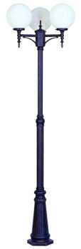 3 LIGHT POLE W/10IN ROUND GLOBES