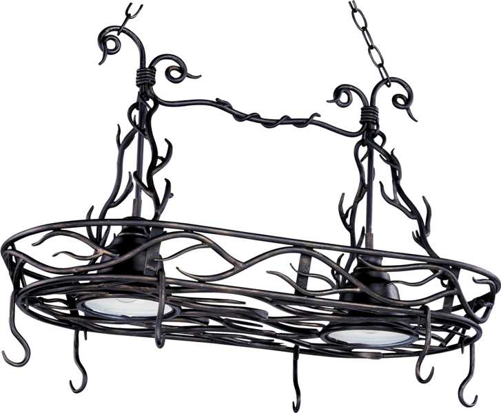 COUNTRY FRENCH 2 LIGHT OVAL POT RACK - Click Image to Close