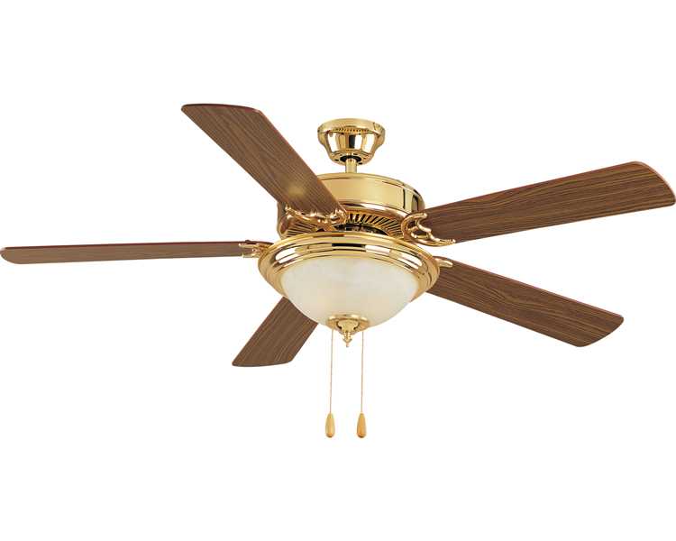 POLISHED BRASS/LIGHT OAK 52" CEILING FAN