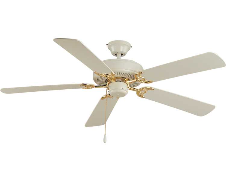 POLISHED BRASS/WHITE OAK 52" CEILING FAN - Click Image to Close
