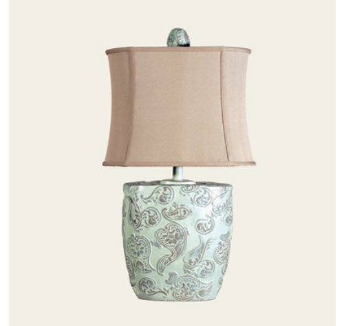 CREAM PAISLEY TABLE LAMP by Harris Marcus (H10656P1) - Click Image to Close